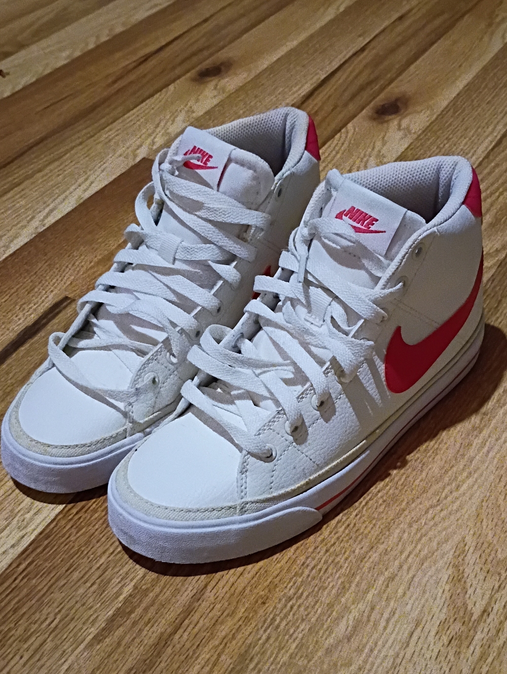 Nike Women’s Mid-Top Sneakers in White and Pink